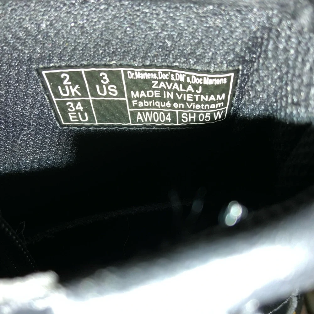 Dr. Martens Air Wair Sz 3 Youth Kids Blk Leather Ankle Zip Boots Bouncing Soles - Picture 7 of 9